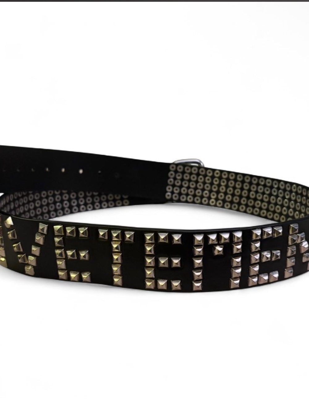 Black Studded VETEMENTS Belt with Lettering